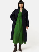 jigsaw green silk dress Textured Cowl Neck Dress
