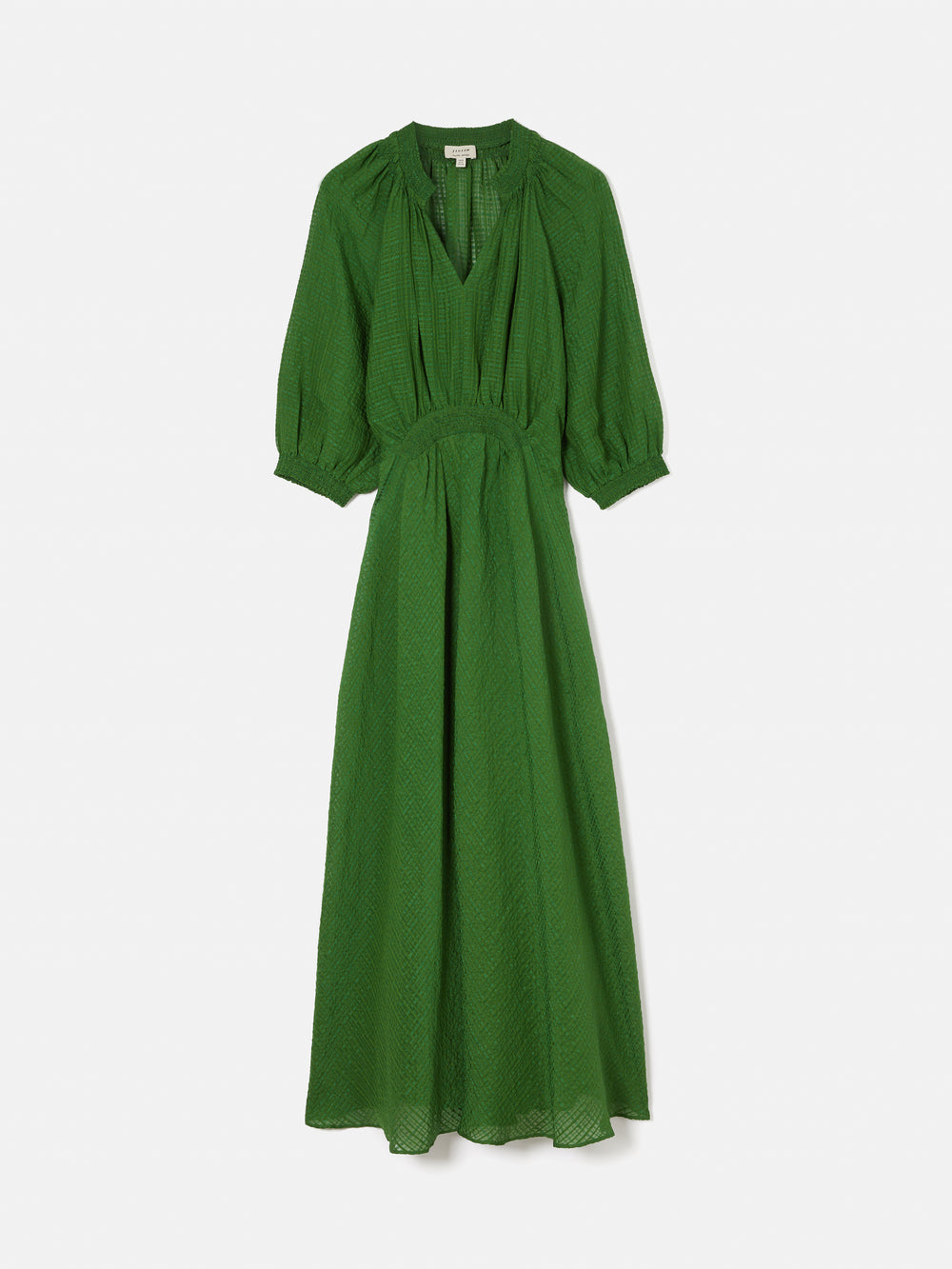 MANU jade green silk linen midi dress
