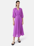 Silk Linen Gauze Midi Dress | Pink Orchid
