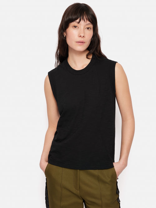 Cotton Slub Tank Top | Black