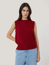 Cashmere Crew Neck Tank | Red