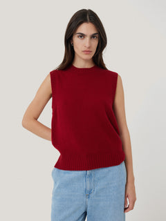 Cashmere Crew Neck Tank | Red
