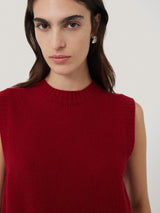 Cashmere Crew Neck Tank | Red