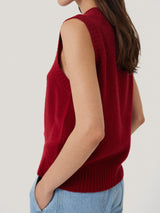 Cashmere Crew Neck Tank | Red