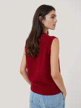 Cashmere Crew Neck Tank | Red