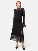 Lace Trim Jersey Skirt | Navy