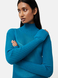 Fluted Cuff Plisse Knit Top | Blue