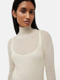 Fluted Cuff Plisse Knit Top | Cream
