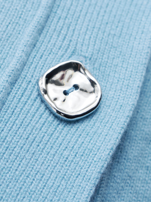Metallic Button Cardigan | Blue