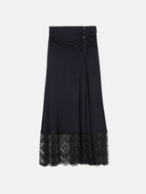Lace Trim Jersey Skirt | Navy
