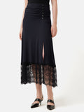 Lace Trim Jersey Skirt | Navy
