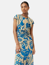 Strokes Floral Jacquard Top | Dark Blue