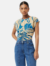 Strokes Floral Jacquard Top | Dark Blue