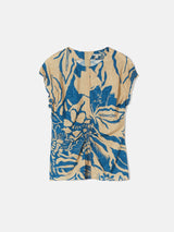 Strokes Floral Jacquard Top | Dark Blue