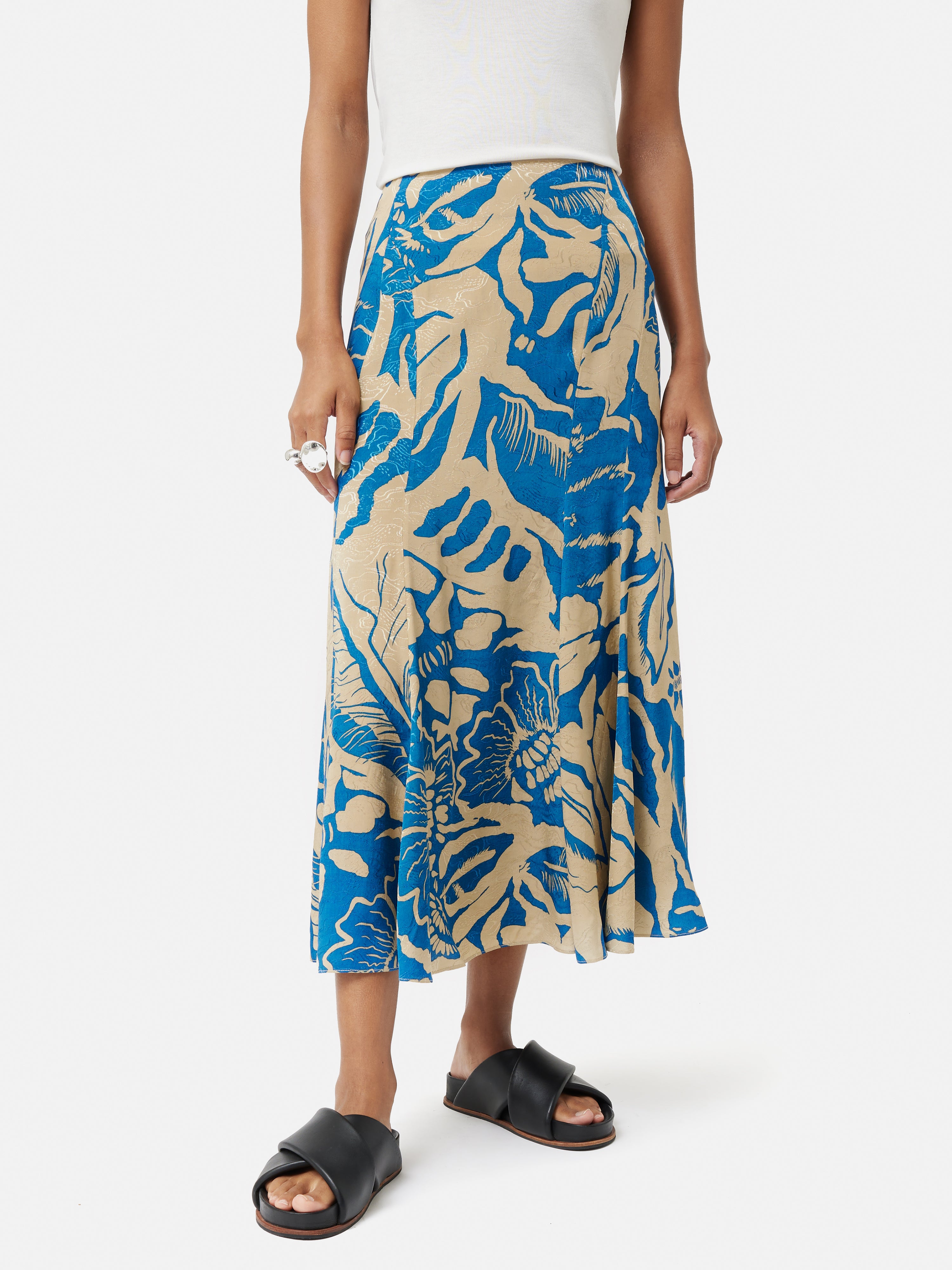 Strokes Floral Jacquard Skirt | Dark Blue – Jigsaw