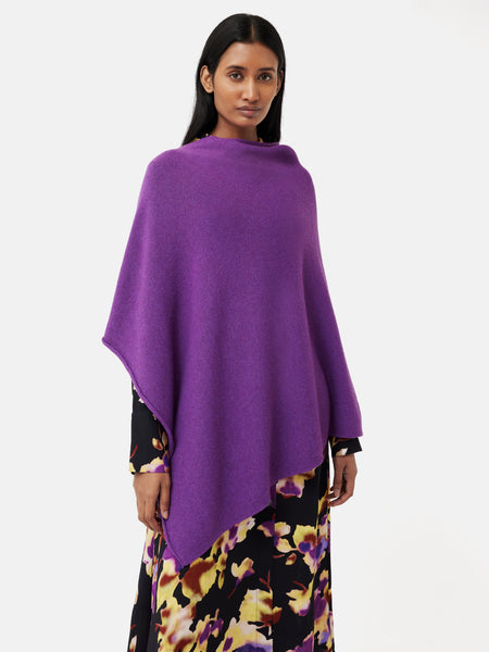 Wool Cashmere Blend Drape Poncho
