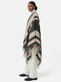 Striped Wool Blend Cape | Grey