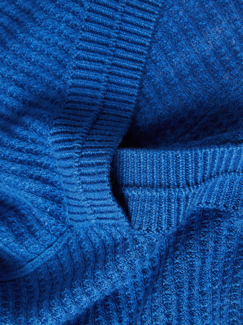 Linen Cotton Slouchy Jumper | Blue