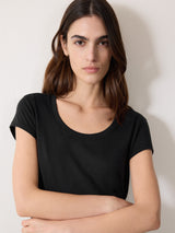 Supima Cotton Scoop Neck Tee | Black
