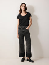 Supima Cotton Scoop Neck Tee | Black