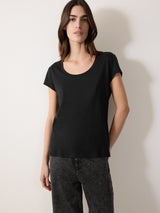 Supima Cotton Scoop Neck Tee | Black
