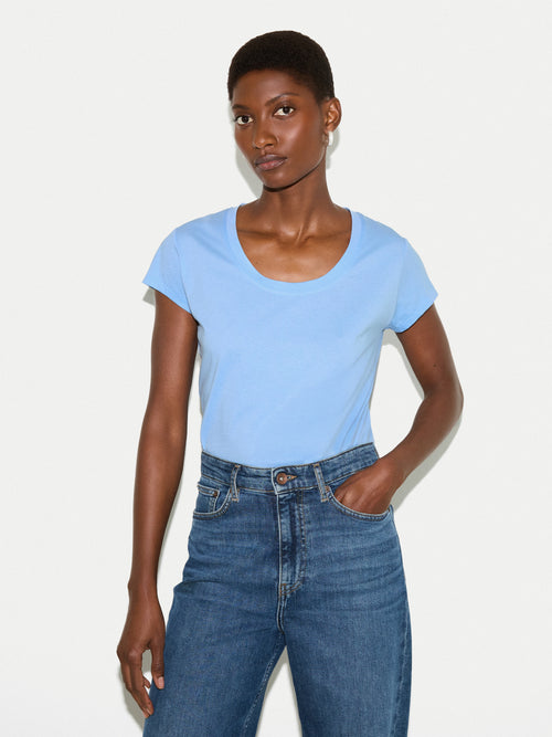 Supima Cotton Scoop Neck T-shirt | Blue