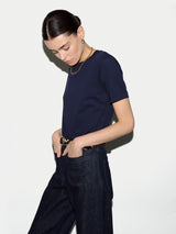Supima Cotton Scoop Neck T-shirt | Navy