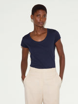 Supima Cotton Scoop Neck T-shirt | Navy