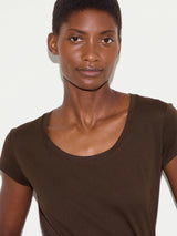 Supima Cotton Scoop Neck T-shirt | Dark Brown