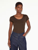 Supima Cotton Scoop Neck T-shirt | Dark Brown