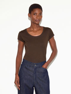 Supima Cotton Scoop Neck T-shirt | Dark Brown