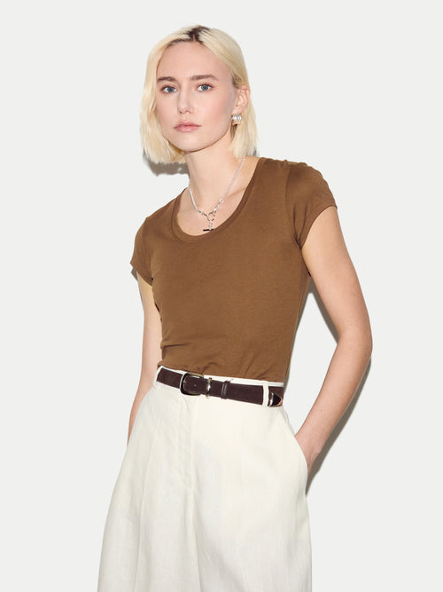 Supima Cotton Scoop Neck T-shirt | Amaretto