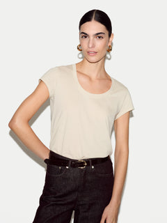 Supima Cotton Scoop Neck T-shirt | Beige