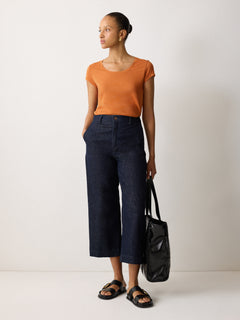 Supima Cotton Scoop Neck T-shirt | Orange Shimmer