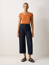 Supima Cotton Scoop Neck Tee | Orange Shimmer