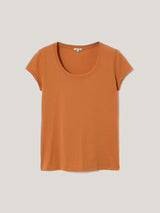 Supima Cotton Scoop Neck Tee | Orange Shimmer