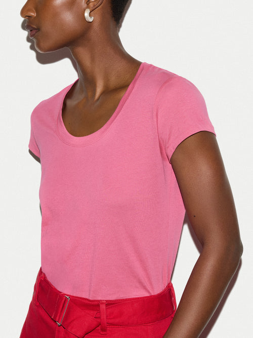 Supima Cotton Scoop Neck T-shirt | Bright Pink
