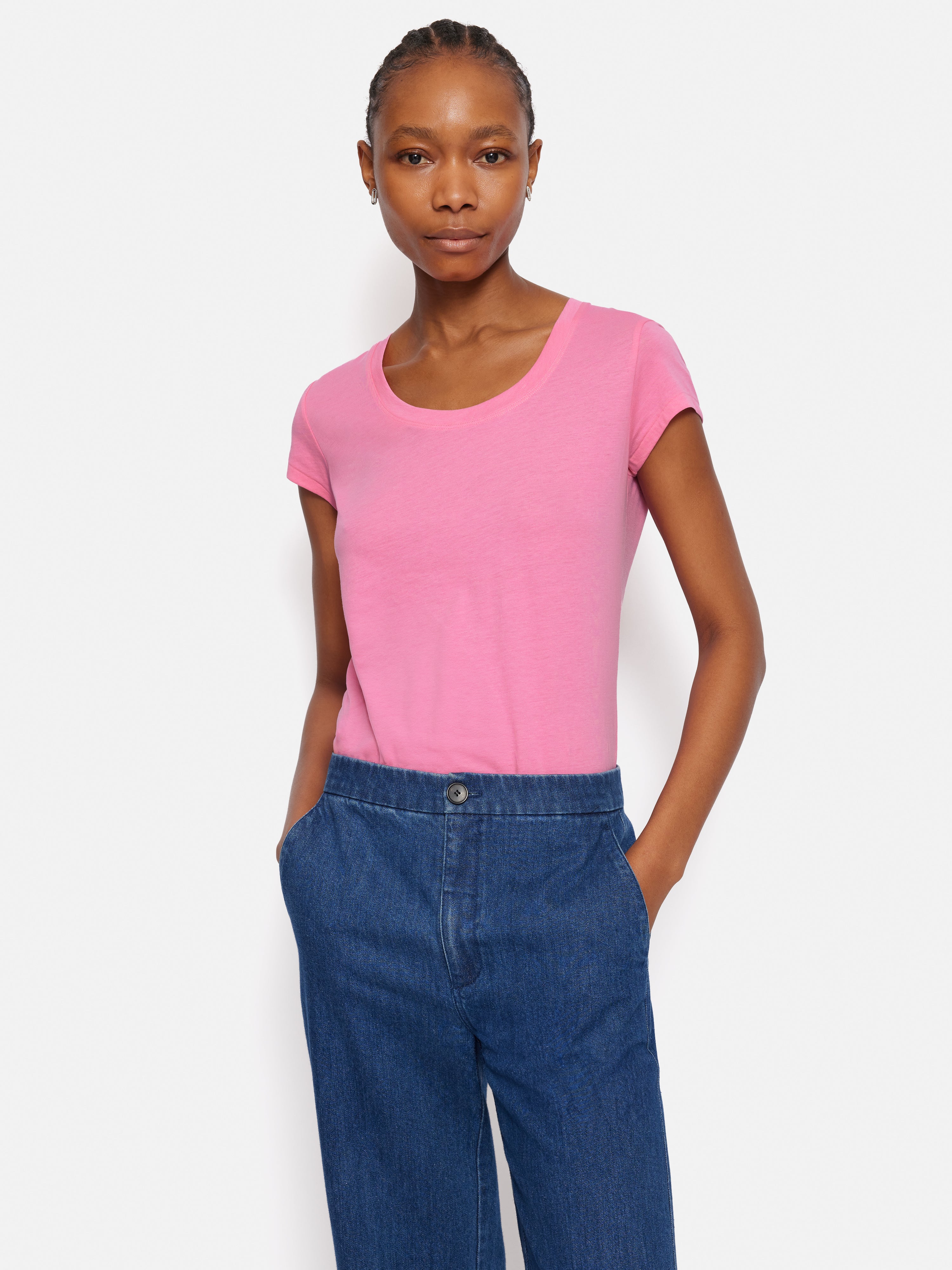 トップス house on the hill S/S Tee (Pink) 90cm Supima Cotton Scoop Neck Tee | Pop Pink – Jigsaw