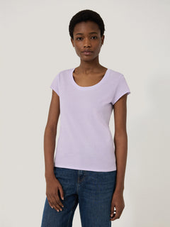 Supima Cotton Scoop Neck T-shirt | Lilac Ice
