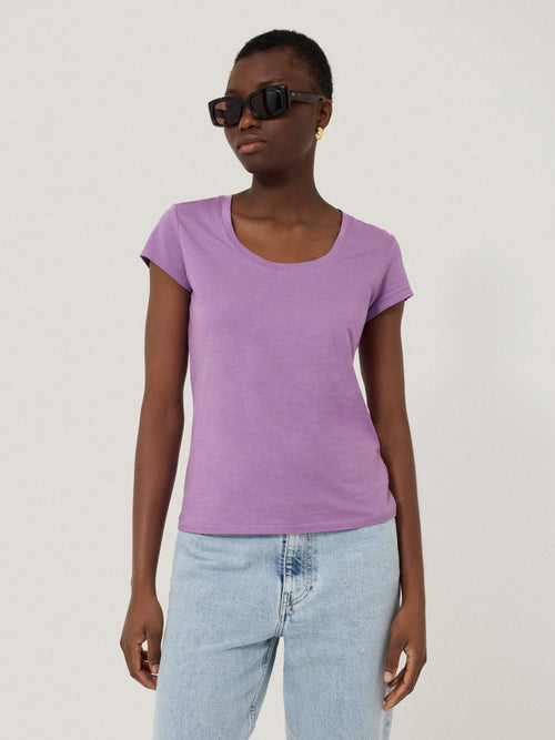 Supima Cotton Scoop Neck Tee | Tiger Orchid
