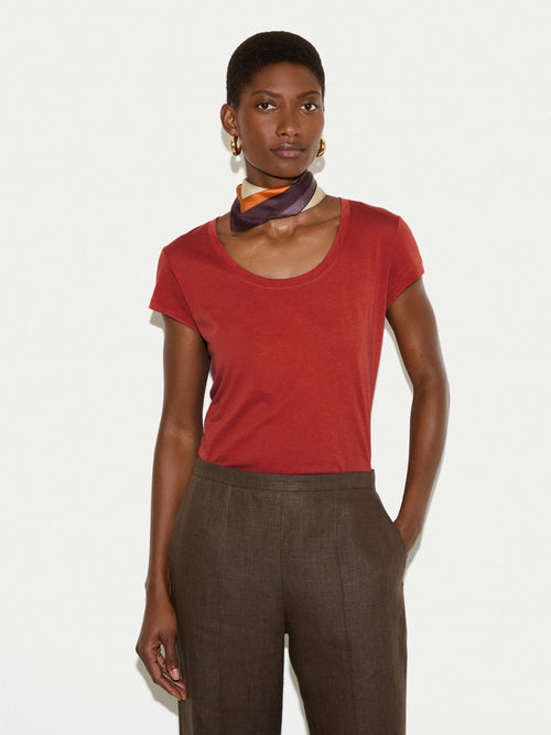 Supima Cotton Scoop Neck T-shirt | Red