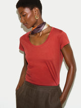 Supima Cotton Scoop Neck T-shirt | Red