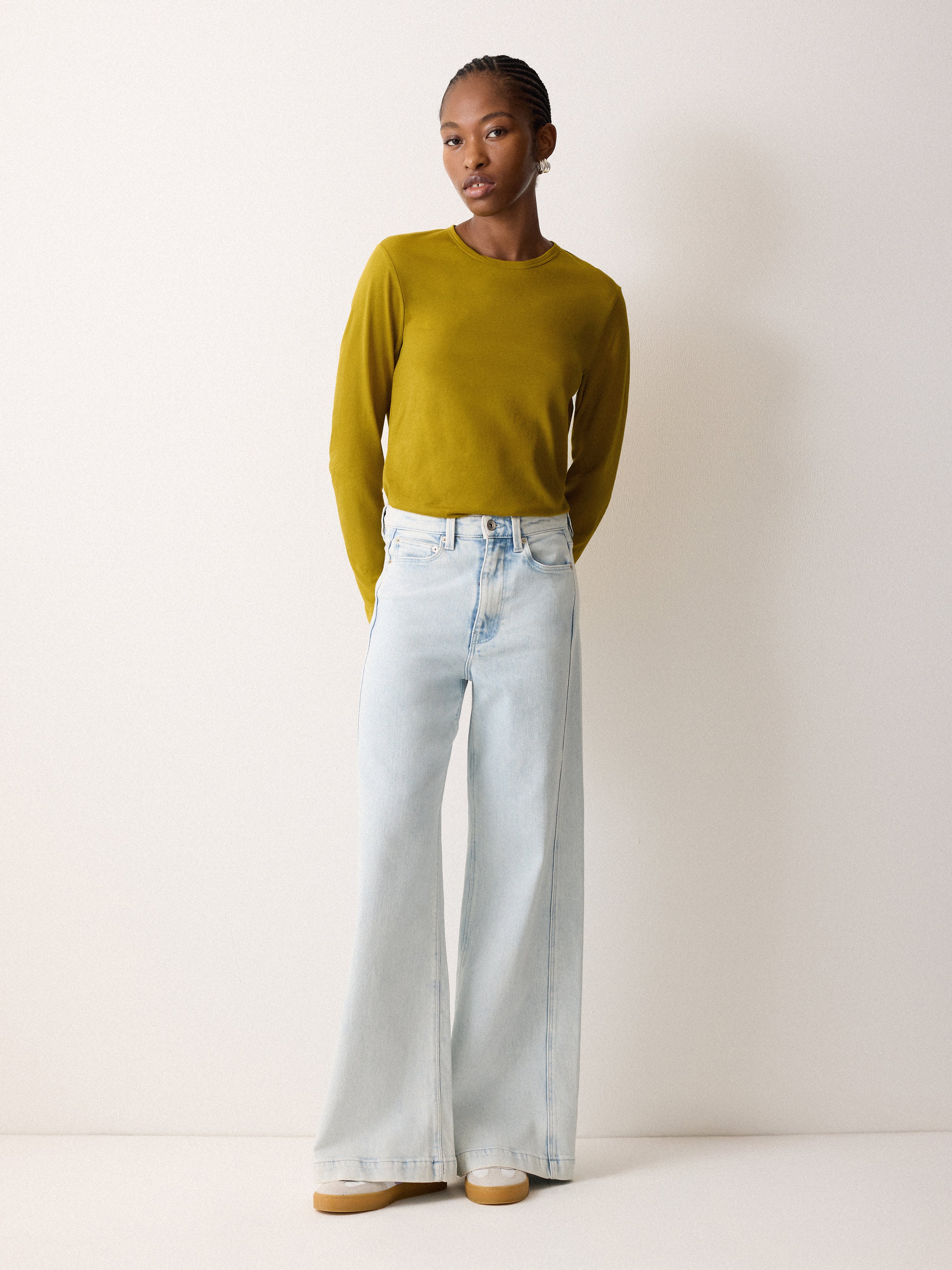 Supima Cotton Long Sleeve Tee | Vintage Chartreuse – Jigsaw