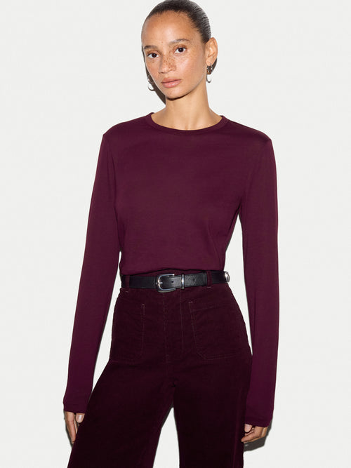 Supima Cotton Long Sleeve T-shirt | Burgundy