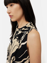 Strokes Floral Cowl Neck Top | Monochrome