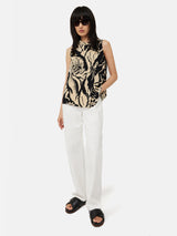 Strokes Floral Cowl Neck Top | Monochrome