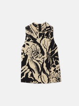 Strokes Floral Cowl Neck Top | Monochrome