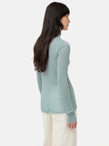 Wool Jersey Polo Neck Top | Blue
