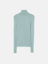 Wool Jersey Polo Neck Top | Blue