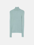 Wool Jersey Polo Neck Top | Blue